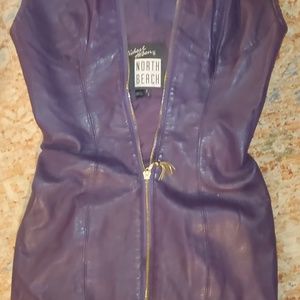 North Beach Leather Hot Vintage Double Zip Dress Lamb Skin Moldable size 8